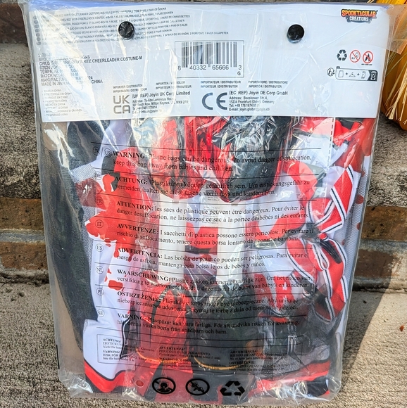 NWT Halloween Zombie Cheerleader Costume Girls Dress Red White Kids Outfit - Picture 6 of 7